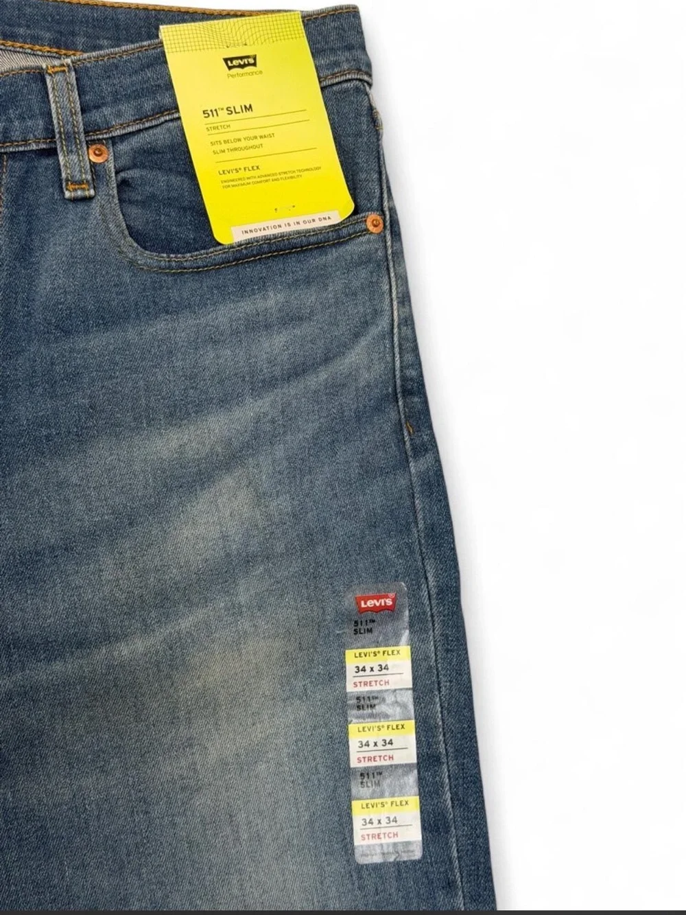 Levi's 511 Slim Fit Men's Jeans NWT Medium Wash Flex Advanced Stretch 34x34
